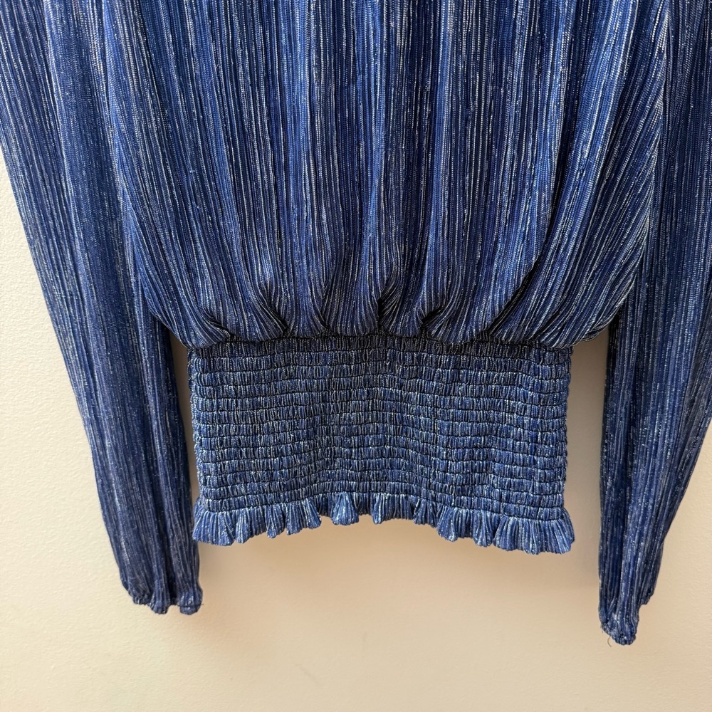 Joie Blue Long-Sleeve Smocked Blouse - Picture 3 of 8